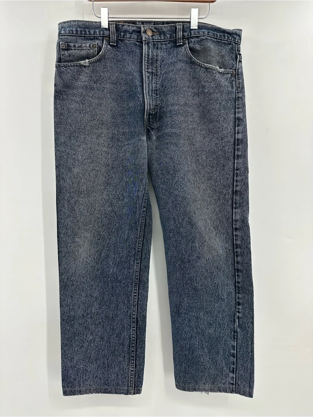 Levi's 505 Straight Jeans in Washed Black-Blue 38x30